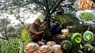 Pure Nepali Organic Wild Veg Fiddlehead Niguro Collectingamp Cooking with Rice amp Pork Meat in Top Hill [upl. by Adall]