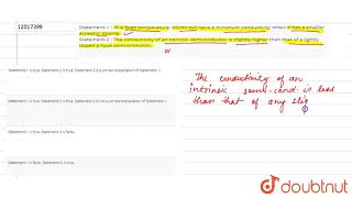 Statement1  At a fixed temperature silicon will have a minimum conductivity [upl. by Patti548]