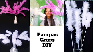 Pampas grass diy  How to make Pampas grass with yarn  Home decoration diy [upl. by Llemrej]