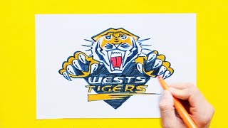 How to draw Wests Tigers Logo National Rugby League [upl. by Hcirdeirf]