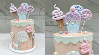 how to buttercream cake with fondant decorations  Cake decorating tutorials  Sugarella Sweets [upl. by Anelehs]