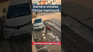 Kamera olmasa kimse inanmazdı Taşlara çarpan araba adamı ıskaladı Kamera olmasa inanır mıydınız [upl. by Windzer]