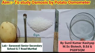 Study of osmosis  To demonstrate osmosis by potato osmometer  osmometer  Biology [upl. by Aiset]