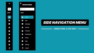 Sidebar Menu Using HTML And CSS [upl. by Enwad]