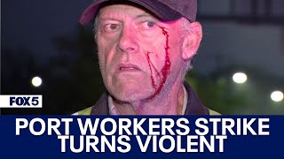 Port workers strike turns violent in Baltimore [upl. by Aon]