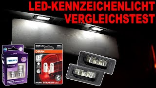 💡LED Kennzeichenlicht im Vergleichstest LED Leuchte  Philips Ultinon Pro6000  Osram Night Breaker [upl. by Gnirol535]