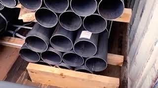 Steel pipe loading in container  Загрузка стальных труб в контейнер [upl. by Parish]