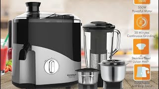 Maharaja Whiteline Plastic Odacio Plus 550 Watts Juicer Mixer Grinder With 3 Versatile Jars [upl. by Neeliak542]