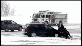 Winter crash closes Hwy 2 near Red Deer [upl. by Ycrad]