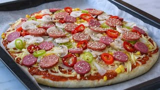 Masaya Koymamla Bitmesi Bir Oldu 😃 Bir Pizza Bu Kadar mı Lezzetli Olur👌 Bol Malzemeli Pizza Tarifi [upl. by Vijnas931]