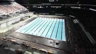 Swimming pool installation at Paris La Défense Arena  Timelapse  Myrtha Pools [upl. by Tomaso]