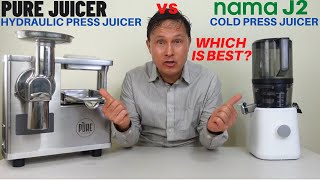 Pure Hydraulic Press Juicer vs Nama J2 Cold Press Comparison Review [upl. by Nylle729]