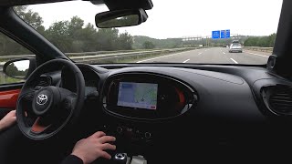 Toyota Aygo X 2022 POV test drive  ASMR interior quality 4K  cornering city Urban Highway ACC [upl. by Retlaw]