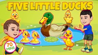 Five Little Ducks  More  Kids Songs and Nursery Rhymes With Lyrics  Happy Bees TV [upl. by Gavrila258]