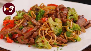 Esta receta japonesa de FIDEOS CON TERNERA es muy sabrosa y se hace en 10 minutos [upl. by Ennaylil219]