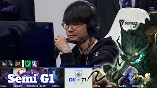 DK vs T1  Game 1  Semi Finals S11 LoL Worlds 2021  T1 vs DAMWON Kia  G1 full game [upl. by Eelanna]