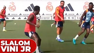 VINICIUS JR shines bright UNSTOPPABLE SLALOM stuns at REAL MADRID training [upl. by Sholley]