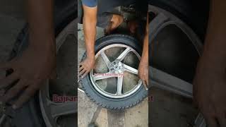 Tubeless tyre fitting ટેબલેસ ટાયર ફીટીગ [upl. by Ahcim]