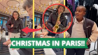 Unexpected duo on “All I want for Christmas is you” in public piano amp sax 😱 [upl. by Dannel]