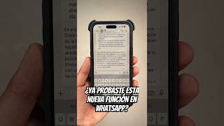 ¿YA PROBASTE ESTA NUEVA FUNCIÓN EN WHATSAPP  Shorts [upl. by Eiblehs]