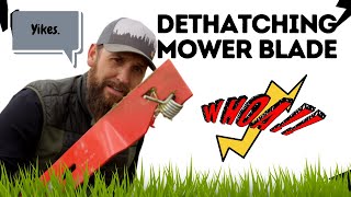 How to DETHATCH YOUR LAWN with a MOWER DETHATCHING UNIVERSAL MOWER BLADE [upl. by Lucania994]