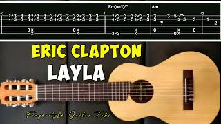 Eric Clapton Layla fingerstyle guitar chord tab slow tutorial [upl. by Nivar429]