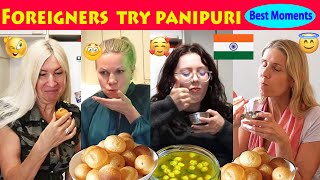 Foreigners try Panipuri First Time Compilation  Indian Food Reaction l Foreigners try Indian food [upl. by Nol165]