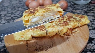 Cheesy roll omelette Breakfast Recipe foryou recipe omelette egg breakfast [upl. by Aciretal]