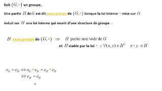 Introduction à la notion de sousgroupe dun groupe G [upl. by Anwahsat]