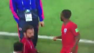 England star Sterling shoulder tackle by Colombia coach at halftime  Colombia 1  1 England [upl. by Perceval]