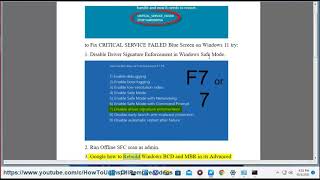 Fix CRITICALSERVICEFAILED STOP 0x0000005A Blue Screen on Windows 1110 [upl. by Ezeerb]