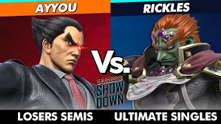 Scrims Showdown 77 Losers Semis  ayyou Kazuya Vs Rickles Ganondorf SSBU Ultimate Tournament [upl. by Annek797]