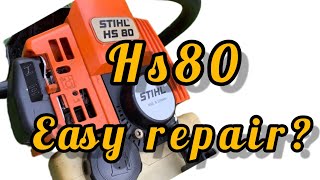 how to repair a Stihl hs80 hedge trimmer pull cord [upl. by Salot]