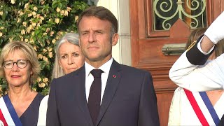 Macron attends the 80th anniversary of the liberation of BormeslesMimosas  AFP [upl. by Kraus]