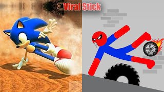 Sonic vs Stickman  Stickman Dismounting Highlight and Funny Moments 175 [upl. by Alyahsat]