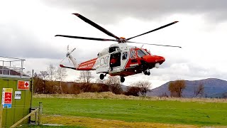 HM Coastguard AugustaWestland A189 helicopter at refueling base in the Cairngorms Scotland May 2020 [upl. by Guntar]