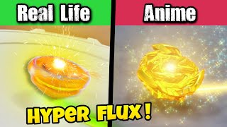 Beyblade HYPER FLUX in REAL LIFE  anime vs real life beyblade special move [upl. by Oirogerg59]