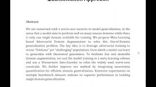 Out of Domain Generalization From a Single Source An Uncertainty Quantification Approach [upl. by Jefferson]