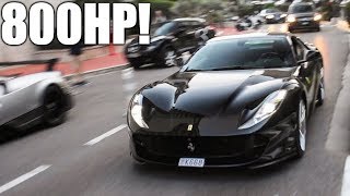 Black Ferrari 812 SUPERFAST in MONACO StartUp and Driving [upl. by Siloum872]