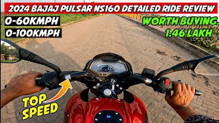 All New 2024 Pulsar NS160 Detailed Ride Review Top Speed Test  Best Bike in 160cc [upl. by Nasas]