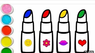 How to draw lipstick for beginners Lipstick drawing colouring amp painting for kids amp toddlers218 [upl. by Akema]