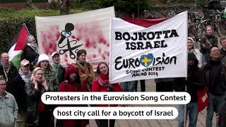 Protesters in Eurovision host city call for boycott of Israel  REUTERS [upl. by Wulf]