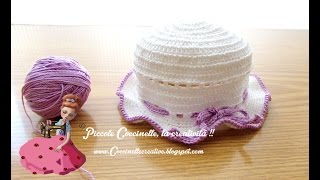 Cappellino bimbi realizzato ad uncinetto e a mano con info per schema Coccinellecreative [upl. by Otinauj]