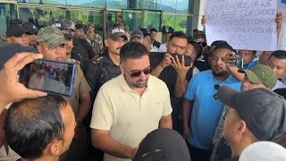 KSU Protest at Shillong Airport against arrival of Shankaracharya [upl. by Tereve]