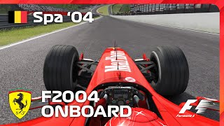 Ferrari F2004  Spa Francorchamps 2004 Onboard Lap  Assetto Corsa [upl. by Hawthorn]