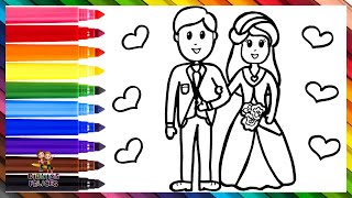 Dibuja y Colorea A Una Pareja Recién Casada Un Novio Y Una Novia 👰💖🤵💒 Dibujos Para Niños [upl. by Shreve963]