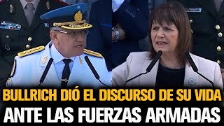 BULLRICH DIÓ EL MEJOR DISCURSO DE SU VIDA ANTE LAS FUERZAS ARMADAS [upl. by Guria]