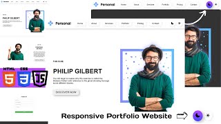 Responsive Personal Portfolio Website Using HTML CSS amp JavaScript  DarkLight Mode html css js [upl. by Noj]