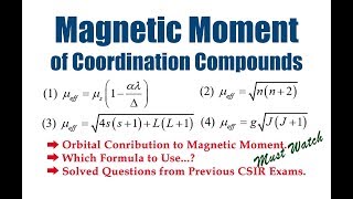 Magnetic Moment of Coordination Compounds  Orbital Contribution  Spin Orbital Coupling [upl. by Mia]