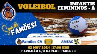 INFANTIS FEMININOS  Famões CA vs AMSAC  1ª Jornada [upl. by Anelem]